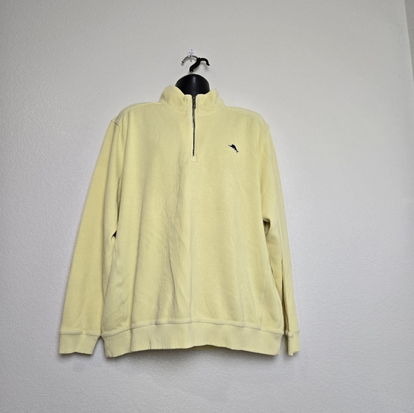 Tommy Bahama Tobago Bay Half Zip Sweatshirt Fresh Lemon Color  Size XXL Preppy - Picture 3 of 14
